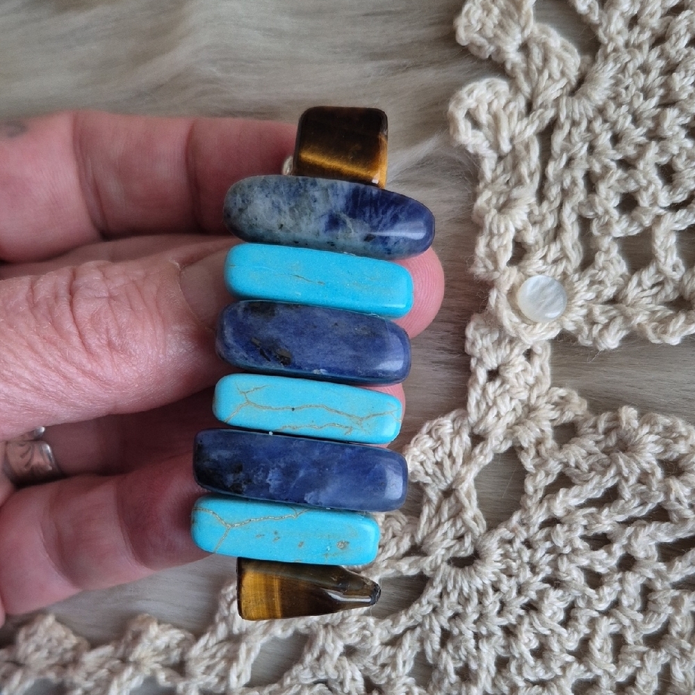 🌙Artisan Howlite Sodalite Tigers Eye Hair Clip - Picture 9 of 9